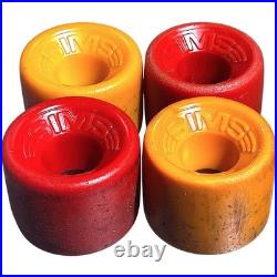 Vintage 1970's Sims Snake Conical Skateboard Wheels Original In Yellow & Red