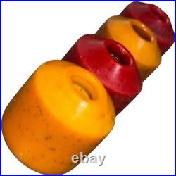 Vintage 1970's Sims Snake Conical Skateboard Wheels Original In Yellow & Red