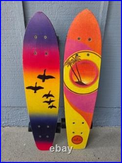 Vintage 1970's Sport Fun Birds & Sunset 2 Fiberglass Skateboards Clean Original