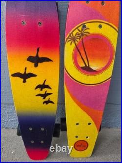 Vintage 1970's Sport Fun Birds & Sunset 2 Fiberglass Skateboards Clean Original