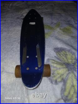 Vintage 1970s Anodized Blue Aluminum Skateboard 23 1/2 Long