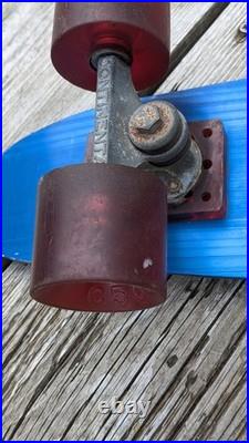 Vintage 1970s Anodized Blue Aluminum Skateboard 25 1/2 Long