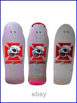 Vintage 1980's Powell Peralta Tony Hawk Skateboard Deck Bird Skull Pink & Silver