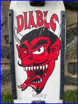Vintage 1980s OG Variflex Diablo Red Devil White Complete Skateboard 80's Vintage 1980s OG Variflex Diablo Red Devil White Complete Skateboard 80's