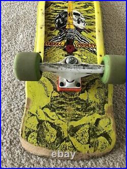 Vintage 1980s Powell Peralta Rare Yellow Skull & Sword GeeGah Skateboard