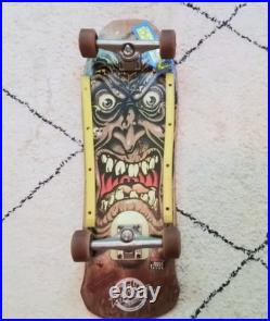 Vintage 1980s Santa Cruz Rob Roskopp Face Skateboard with 4 Bullet 66 Wheels