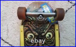 Vintage 1980s Santa Cruz Rob Roskopp Face Skateboard with 4 Bullet 66 Wheels