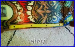 Vintage 1980s Santa Cruz Rob Roskopp Face Skateboard with 4 Bullet 66 Wheels