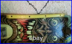 Vintage 1980s Santa Cruz Rob Roskopp Face Skateboard with 4 Bullet 66 Wheels