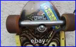 Vintage 1980s Santa Cruz Rob Roskopp Face Skateboard with 4 Bullet 66 Wheels