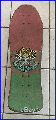 Vintage 1980s Sims Kevin Staab Pirate Longboard Skateboard W Bones Wheels