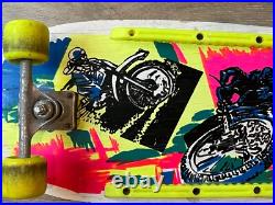 Vintage 1980s Skateboard with Extreme Sports Deck Artwork HEAVY WEAR, SOLD AS IS