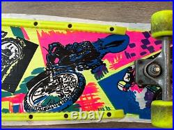 Vintage 1980s Skateboard with Extreme Sports Deck Artwork HEAVY WEAR, SOLD AS IS