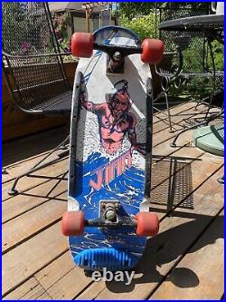 Vintage 1984 Valterra Skateboard Jinn Demon Deck with Trucks Red Wheels