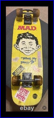 Vintage 1987 Nash Mad Magazine Skateboard Ft. Alfred E. Newman All Wheels Spin Vintage 1987 Nash Mad Magazine Skateboard Ft. Alfred E. Newman All Wheels Spin