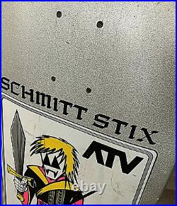 Vintage 1987 Schmitt Stix ATV 2 Skateboard Team Deck Silver Sword Never Used GVC
