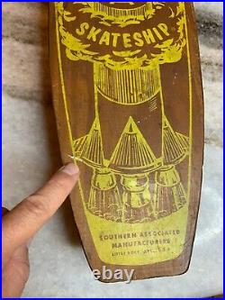 Vintage 60s Apollo Skateship Sidewalk Surfboard Wooden Skateboard Metal Wheels
