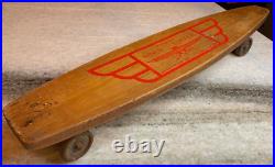 Vintage'60s FLYING ACE Road Surfer Wooden Skateboard/Metal Wheels LANCASTER, PA