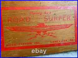 Vintage'60s FLYING ACE Road Surfer Wooden Skateboard/Metal Wheels LANCASTER, PA