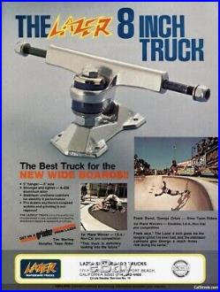 Vintage 70's LAZER 8 skateboard Trucks Used With Lazer Bushings Rare Riser Pads