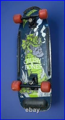 Vintage 80's Skateboard Chicago Roller Co. Crush N Bones Cruiser Board Read