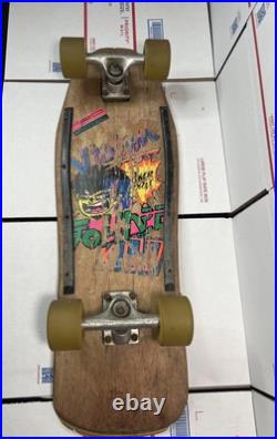 Vintage 80's Vision Johnee Kop, Power Brah! Wood Skateboard / INVADER trucks