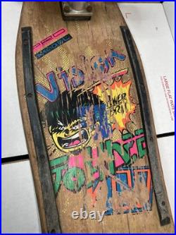 Vintage 80's Vision Johnee Kop, Power Brah! Wood Skateboard / INVADER trucks