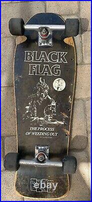 Vintage 80s RIP CITY Black Flag Skateboard