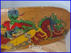 Vintage 80s Skateboarding Alien Dragon Skateboard Wood Wall Art