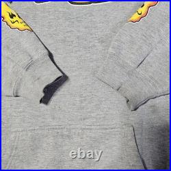 Vintage 90 Y2K Think Skateboarding L Hoodie Gray Street Wear San Francisco Flame