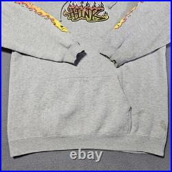 Vintage 90 Y2K Think Skateboarding L Hoodie Gray Street Wear San Francisco Flame