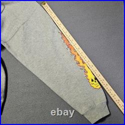 Vintage 90 Y2K Think Skateboarding L Hoodie Gray Street Wear San Francisco Flame