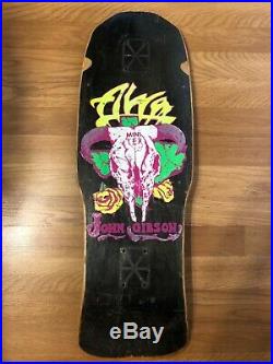 Vintage Alva John Gibson Mini Tex Cow Skull Skateboard Deck 80s OG