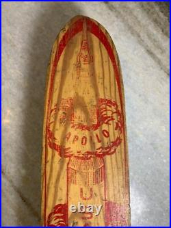Vintage Apollo Rocket Skateship Wood Wooden Skateboard Skate Board Metal Wheels