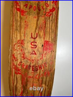Vintage Apollo Rocket Skateship Wood Wooden Skateboard Skate Board Metal Wheels