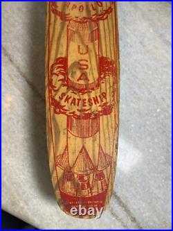 Vintage Apollo Rocket Skateship Wood Wooden Skateboard Skate Board Metal Wheels