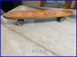 Vintage Apollo Rocket Skateship Wood Wooden Skateboard Skate Board Metal Wheels