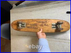 Vintage Apollo Rocket Skateship Wood Wooden Skateboard Skate Board Metal Wheels