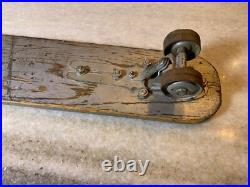 Vintage EARLY 1950s Sidewalk Surfboard Surf Board Wooden Skateboard Metal Wheels