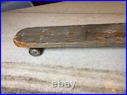 Vintage EARLY 1950s Sidewalk Surfboard Surf Board Wooden Skateboard Metal Wheels