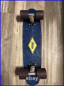 Vintage Hobie Competition Skateboard, Blue Fiberglass, Red Wheels, All Original