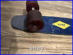 Vintage Hobie Competition Skateboard, Blue Fiberglass, Red Wheels, All Original