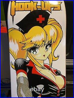 Vintage Hook-Ups Nurse? Natsuki Skateboard Deck, Shirt (M), And Sticker 10-1/2