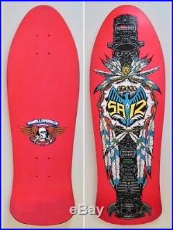 Vintage NOS 1989 Powell Peralta Steve Saiz Totem Pole Skateboard Deck Neon Red