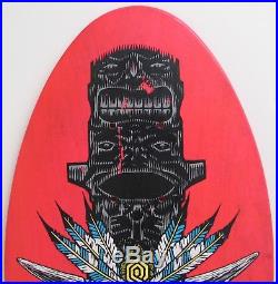 Vintage NOS 1989 Powell Peralta Steve Saiz Totem Pole Skateboard Deck Neon Red