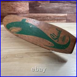 Vintage Nash Shark Sidewalk Surfboard Wood Skateboard Metal Wheels Green
