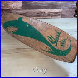 Vintage Nash Shark Sidewalk Surfboard Wood Skateboard Metal Wheels Green