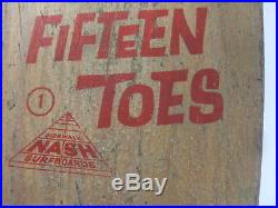 Vintage Nash Sidewalk Surfboard 10in Wooden Skateboard Lot Fifteen Toes