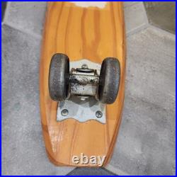 Vintage Nash Surfboards SHARK Wood Skateboard Metal Wheels XLNT Condition Steel