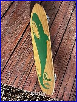 Vintage Nash Surfboards SHARK Wood Skateboard Metal Wheels XLNT Condition Steel